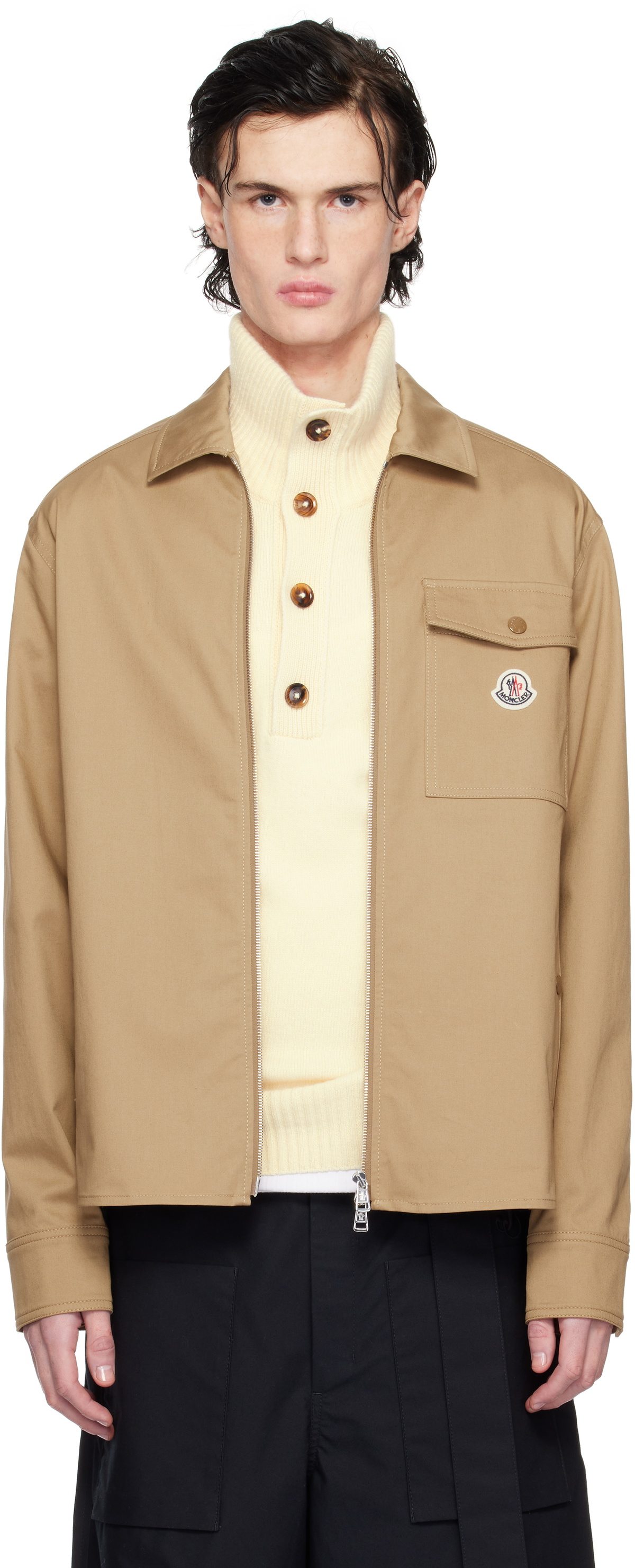 ◆MONCLER◆ ジップアップ ジャケットコットン Moncler Tan Cotton Gabardine Zip-Up Jacket Moncler