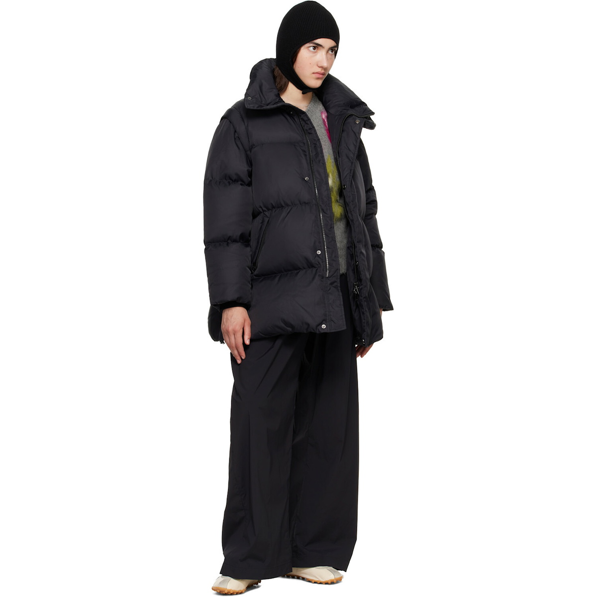 MM6 Maison Margiela Black Nylon Down Puffer Jacket