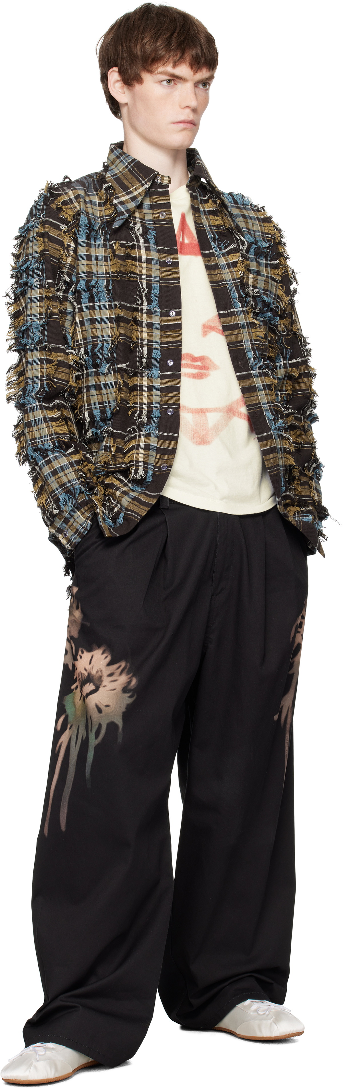 Collina Strada Brown & Blue Bat Button-Up Shirt
