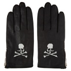 mastermind WORLD Black Leather Logo Gloves