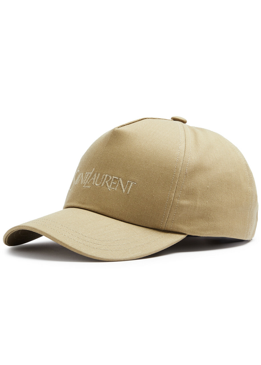 Saint Laurent Logo-embroidered Cotton-blend cap Beige