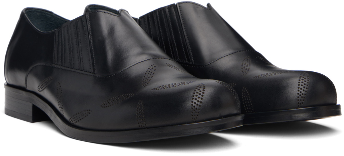 Stefan Cooke Black Perforated Slip On Loafers
