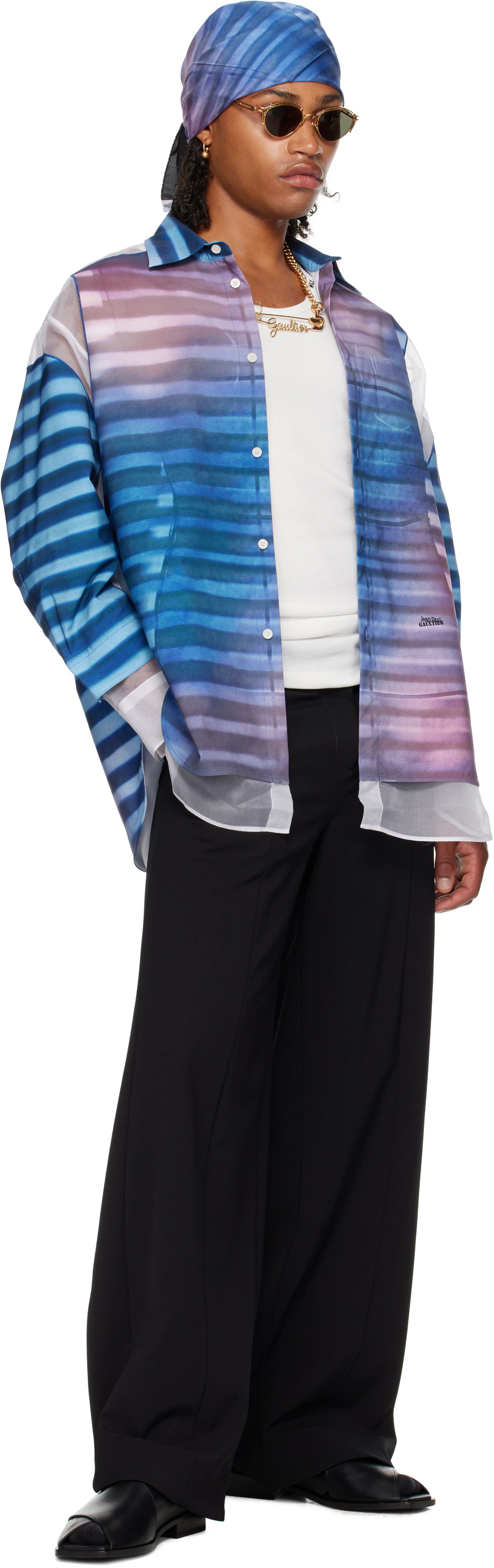 Jean Paul Gaultier Blue 'The Air' Scarf