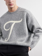 TOTEME - Logo-Embroidered Wool-Blend Sweater - Gray