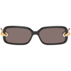 Bottega Veneta Black Knot Rectangular Sunglasses