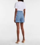 Fendi Logo high-rise chambray shorts