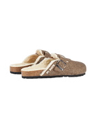 MC2 Saint Barth Woman Sandal Furry Clogs With Herringbone Print