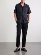 Mr P. - Steve Tapered Pleated Cotton Trousers - Black