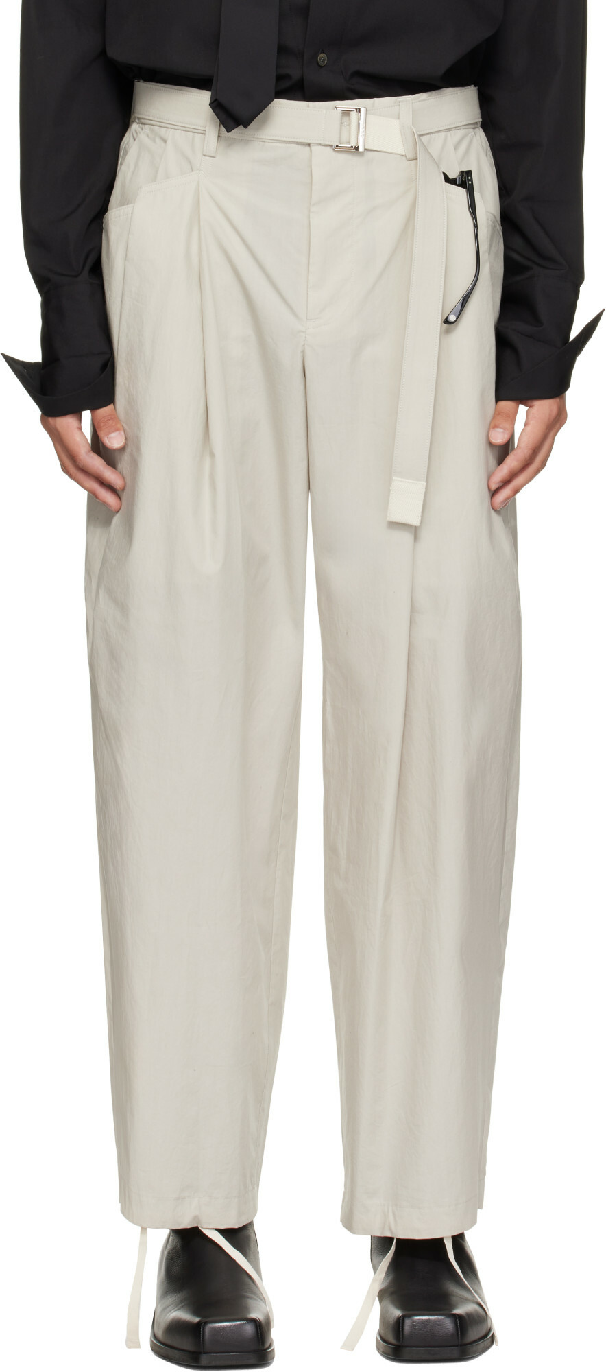 sacai Off-White Cotton Typewriter Trousers