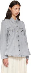 GANNI Gray Rigid Denim A-Line Overshirt