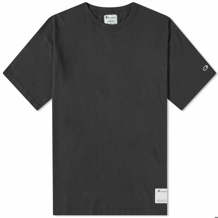 Photo: Champion Reverse Weave Men's Champion Premium Crew Neck T-Shirt in Black