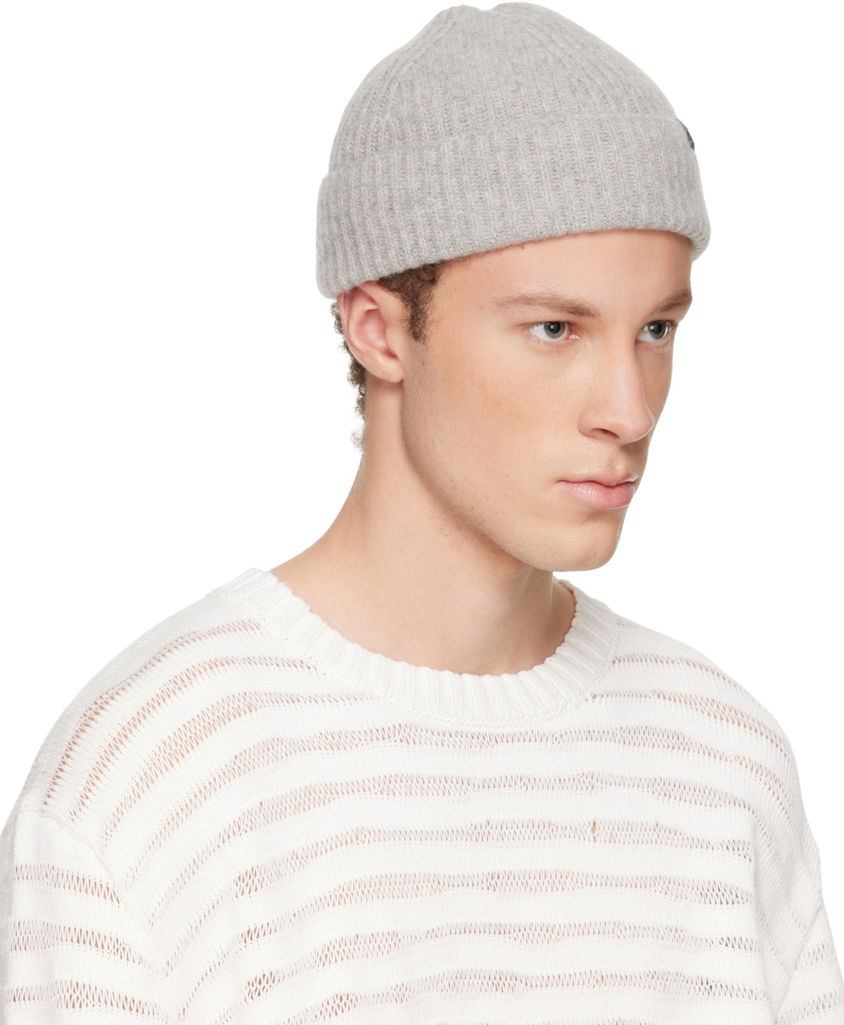 MM6 Maison Margiela Gray Ribbed Wool Beanie