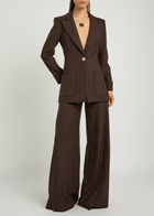 Alice + Olivia Olivia Pinstriped Wide-leg Twill Trousers Dark Brown