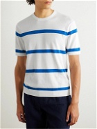 Club Monaco - Striped Cotton-Blend Terry T-Shirt - White