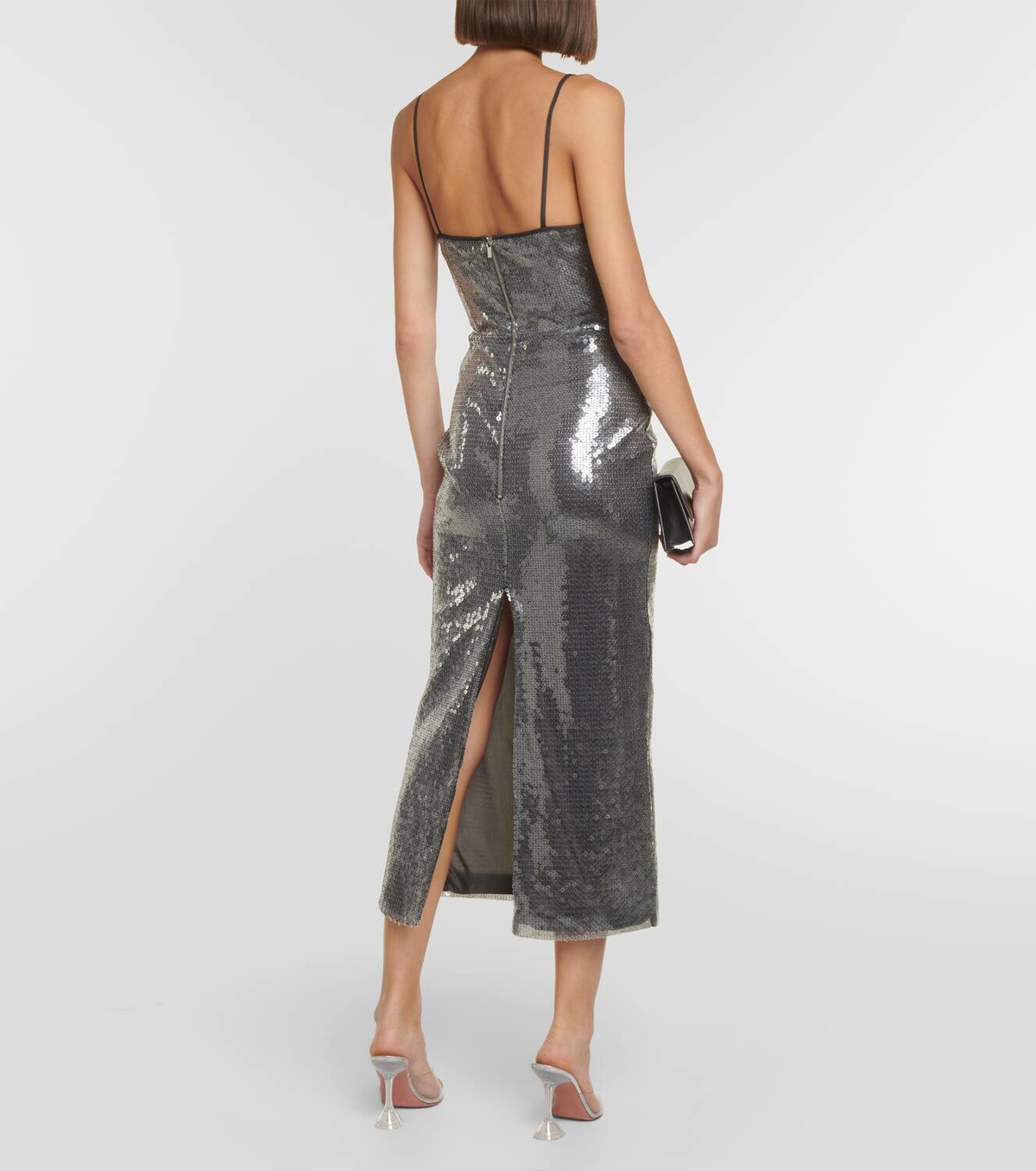 knee length dresses for ladies David Koma Padded Hip Detail Sequin Midi Dress Black / 10
