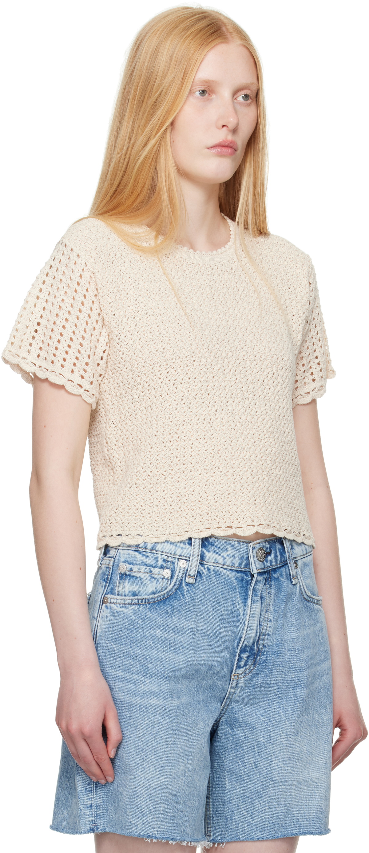rag & bone Beige Khloe Short Sleeve T-shirt