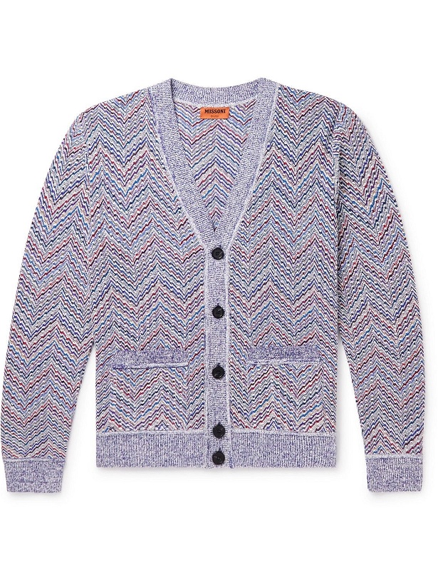 Photo: Missoni - Striped Crochet-Knit Cotton-Blend Cardigan - Purple