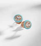 Kamyen 18kt rose gold and enamel earrings with diamonds