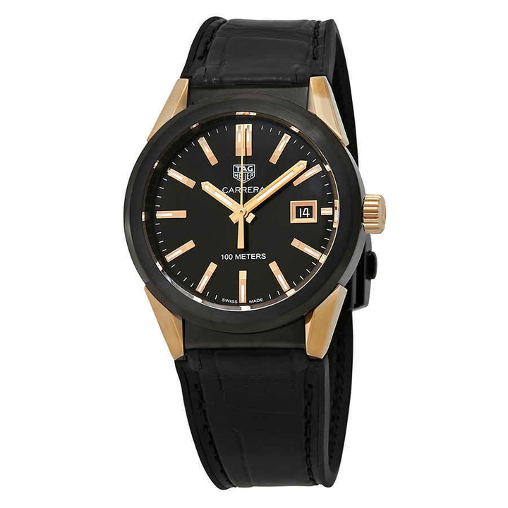 Photo: Tag Heuer Carrera Black PVD Steel With 18kt Rose Gold Ladies Watch WBG1350.FC6418