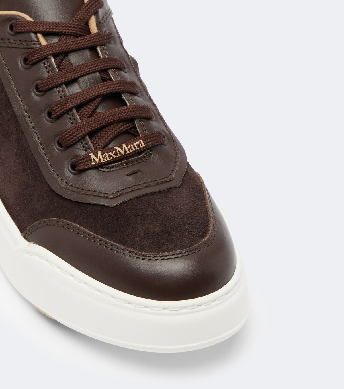 Max Mara Leather-trimmed suede platform sneakers
