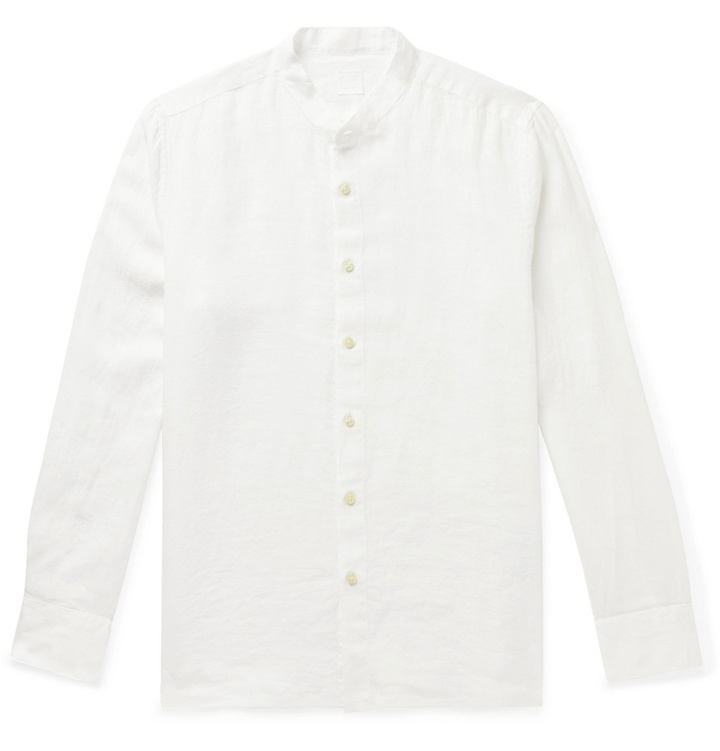 Photo: 120% - Slim-Fit Grandad-Collar Garment-Dyed Linen Shirt - White
