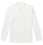 120% - Slim-Fit Grandad-Collar Garment-Dyed Linen Shirt - White