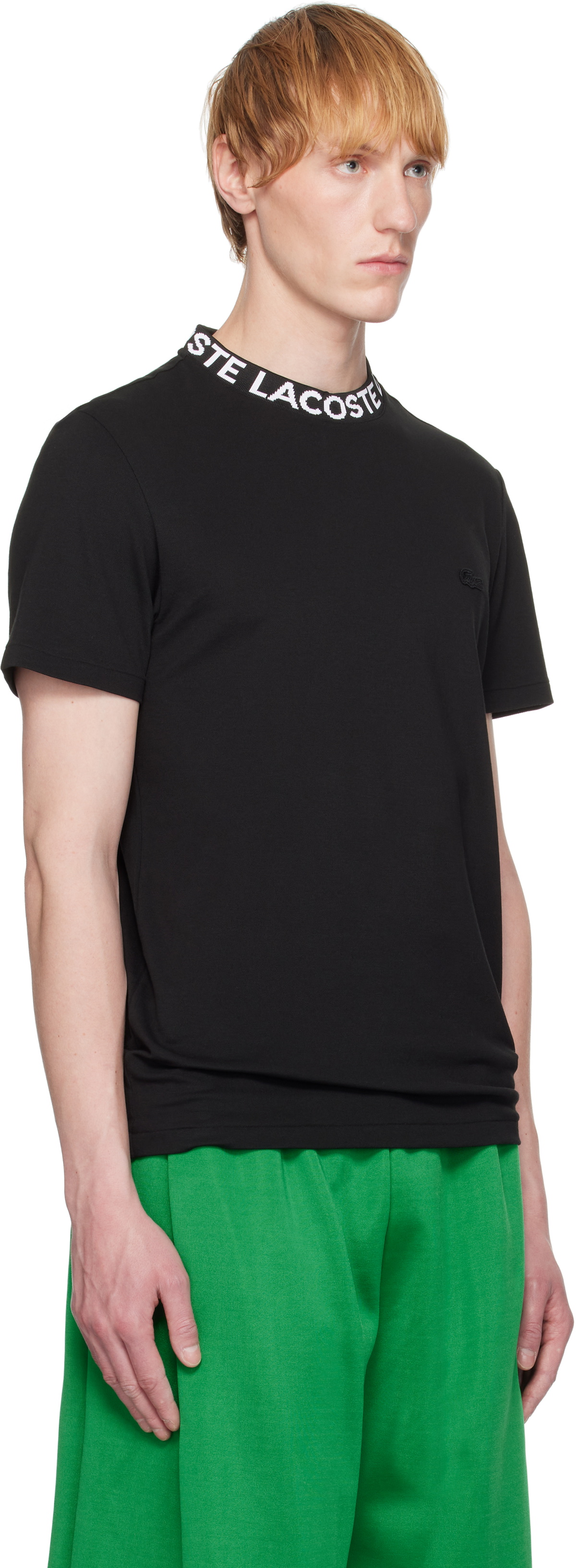 【関税込み】Lacoste ブラック Branded ピケ Tシャツ Lacoste Black Branded Piqué T-shirt Lacoste