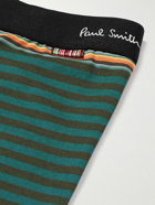 Paul Smith - Long-Length Striped Stretch-Cotton Boxer Briefs - Green