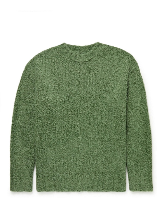 Photo: Deveaux - Carter Merino Wool-Blend Bouclé Sweater - Green