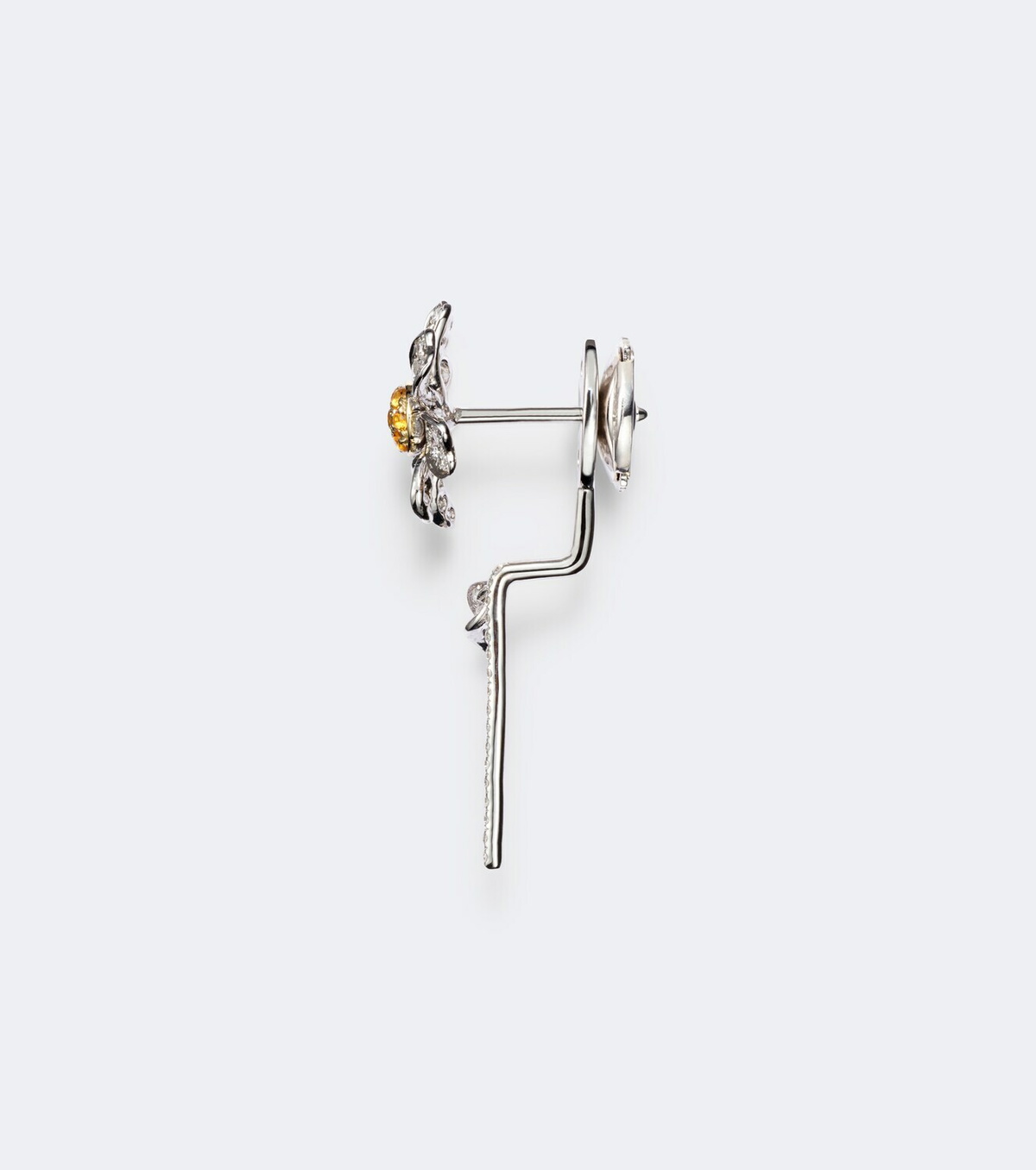 Yvonne Léon Marguerite 9kt white gold single earring with diamonds and citrines