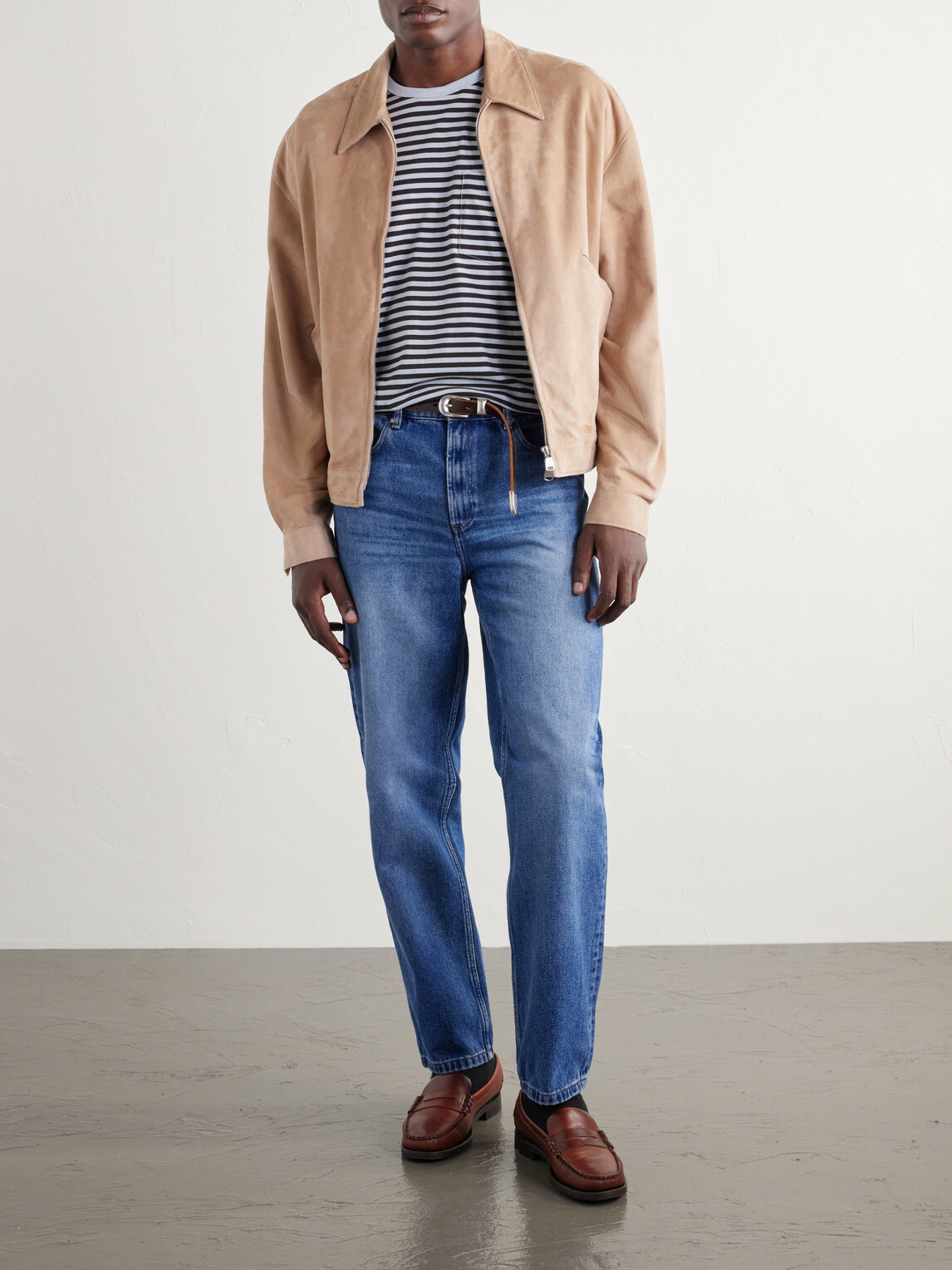 Rag & Bone - Striped Cotton-Jersey T-Shirt - Blue