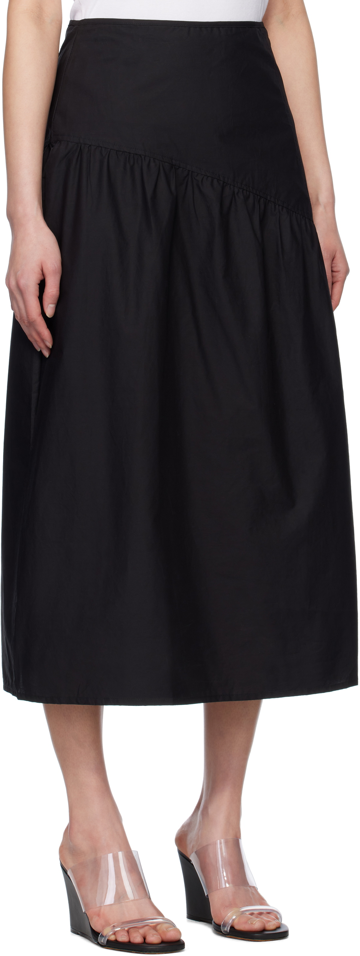 Deiji Studios Black Angle Midi Skirt