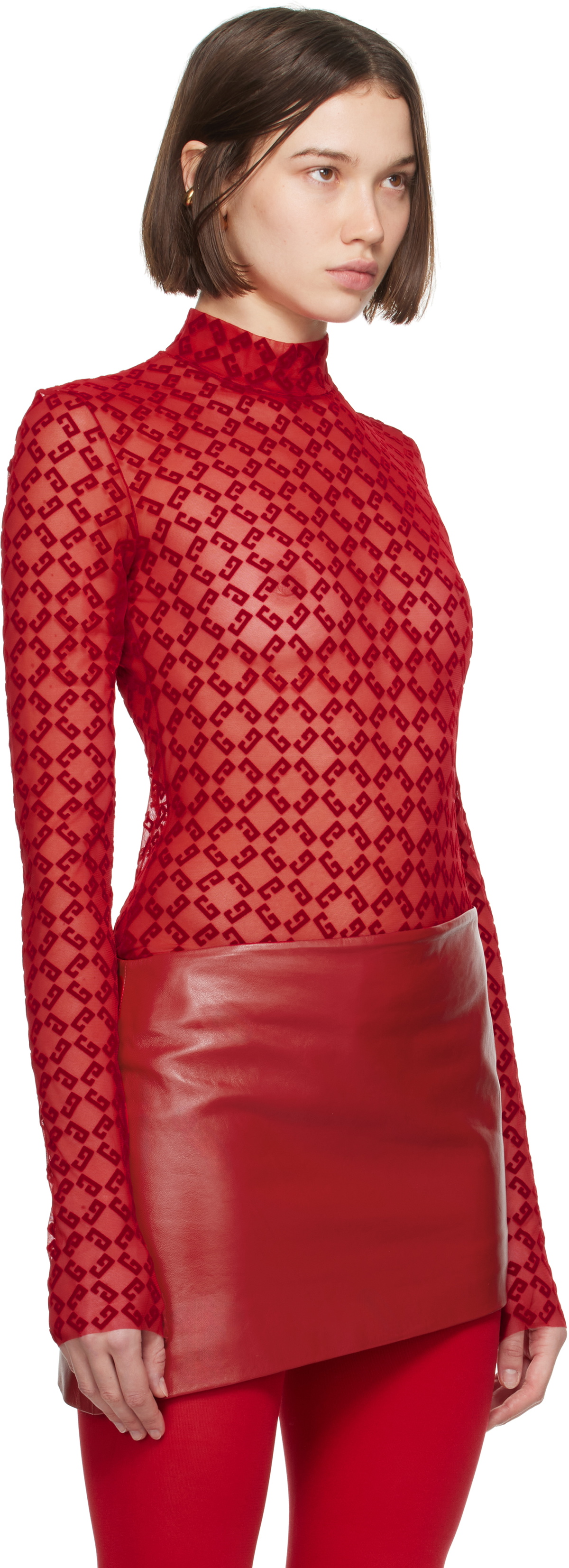 Givenchy Red Monogram 72 Bodysuit