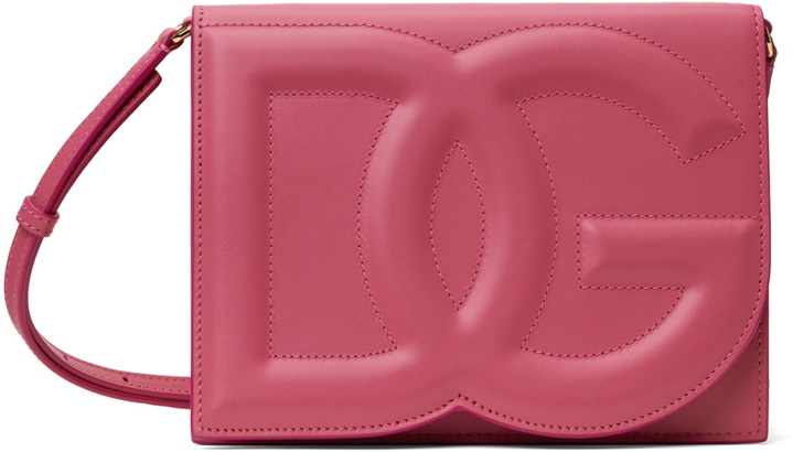 Photo: Dolce&Gabbana Pink Calfskin 'DG' Logo Crossbody Bag