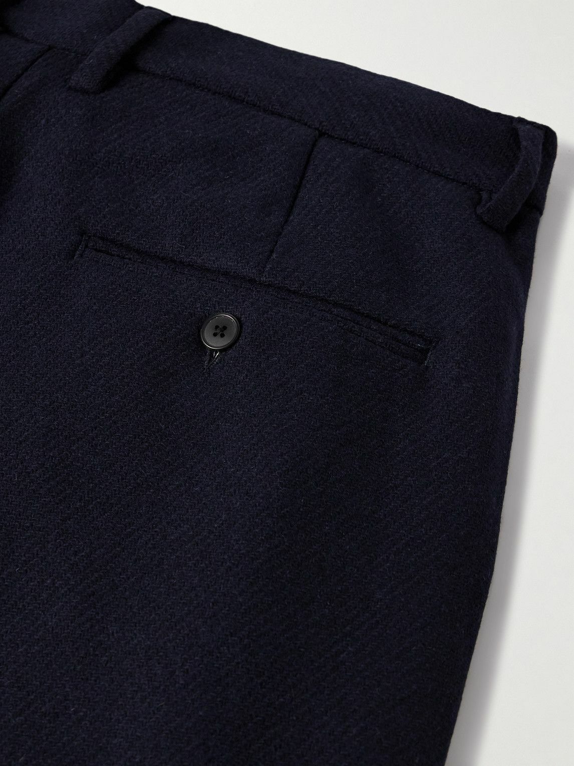 Portuguese Flannel - Pleated Wool Trousers - Blue