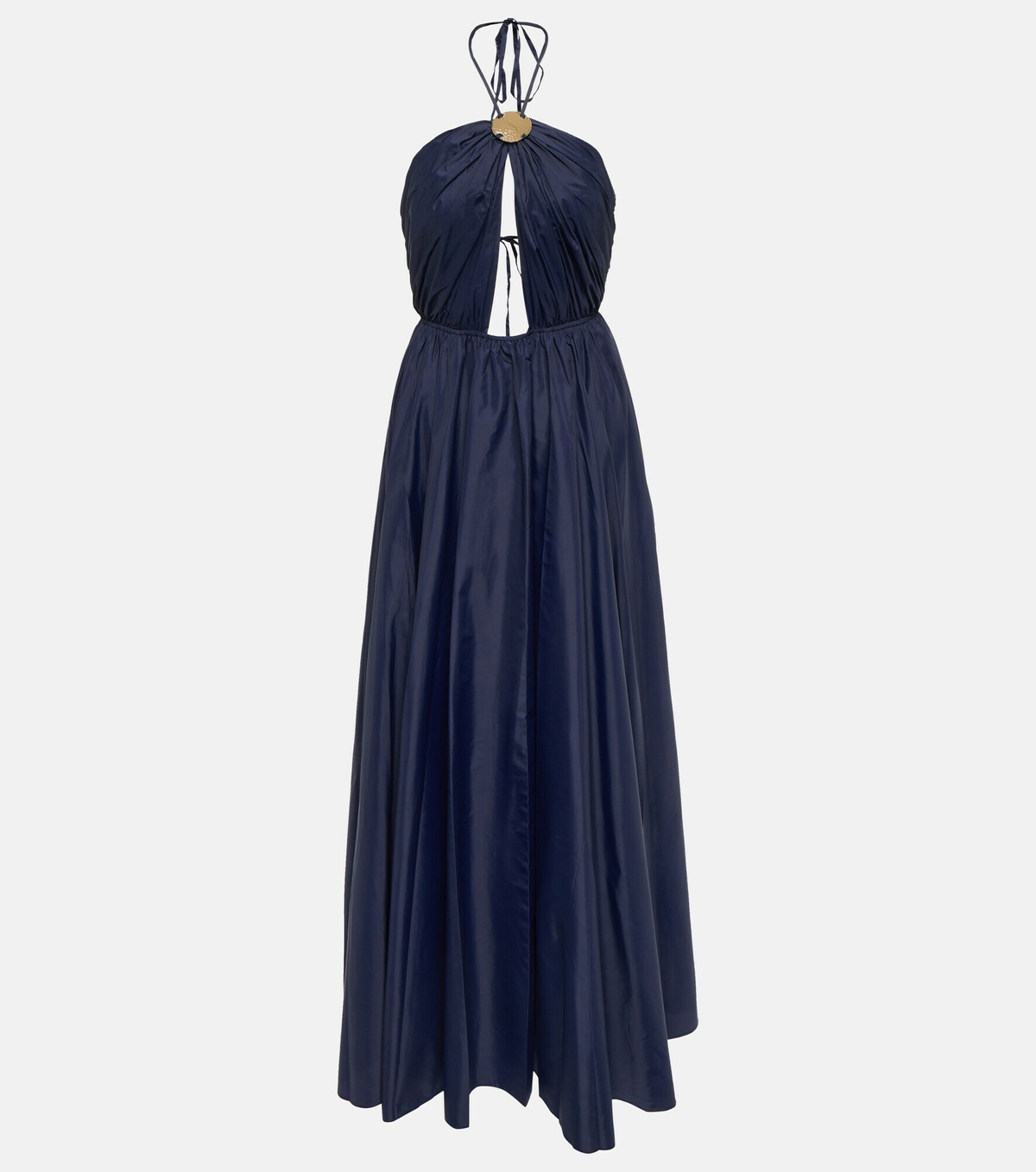 black halter evening dress MAREN SATIN HALTER MAXI Dress | Tie-Neck Wedding Guest Dress main image 0