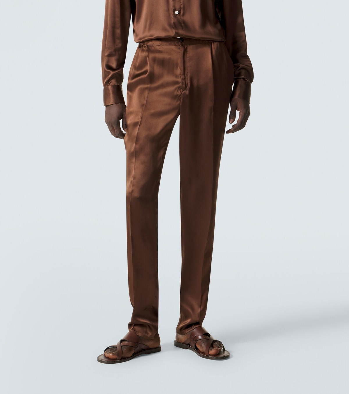 Rubinacci Reversible silk straight pants