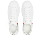 Alexander McQueen Men's Heel Tab Wedge Sole Sneakers in White/Chrome/Lust Red