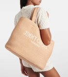 Jimmy Choo Beach logo raffia tote bag