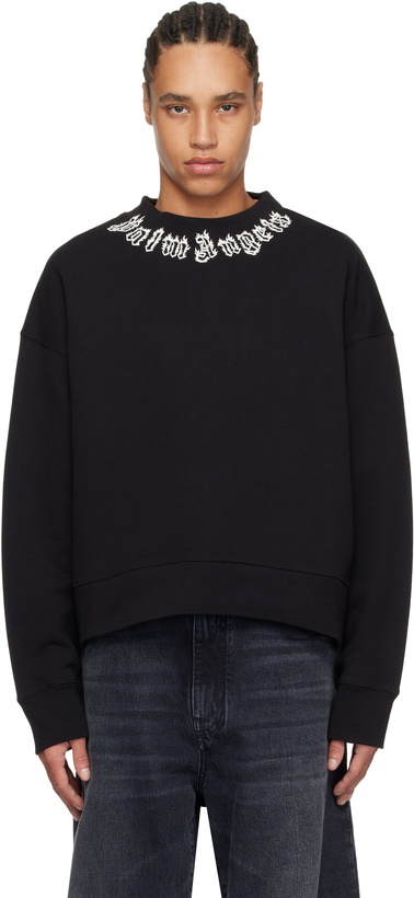Photo: Palm Angels Black Flame Logo Crewneck Sweatshirt