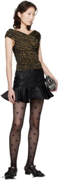 GANNI Black Satin Cloque Miniskirt
