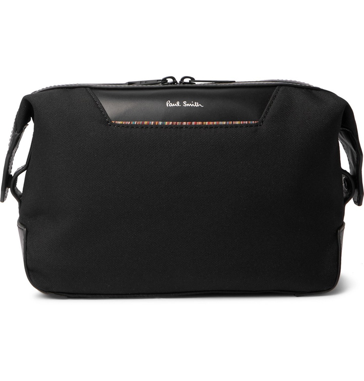 Photo: Paul Smith - Embroidered Leather-Trimmed Nylon Wash Bag - Black