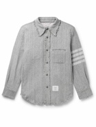 Thom Browne - Frayed Striped Cotton-Blend Tweed Overshirt - Gray