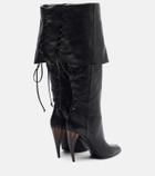 McQueen Horn Heel leather knee-high boots