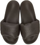 Burberry Brown Leather Furley Slide Sandals