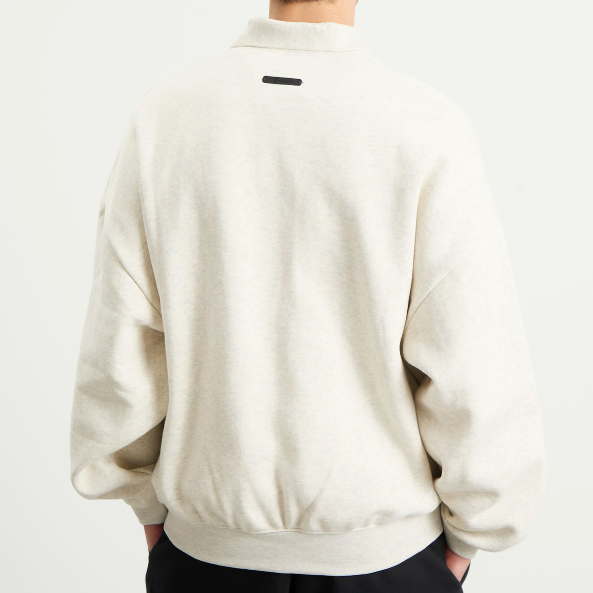 Fear of God ESSENTIALS Men's Signature 90s Polo Sweatshirt in Oatmeal Heather