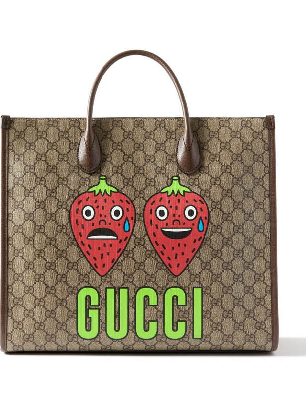 Photo: GUCCI - Printed Monogrammed Coated-Canvas and Leather Tote Bag