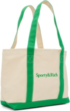 Sporty & Rich Off-White & Green Serif Two-Tone Tote