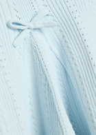 Loveshackfancy Meryl Bow-appliquéd Pointelle-knit Mini Skirt Light Blue