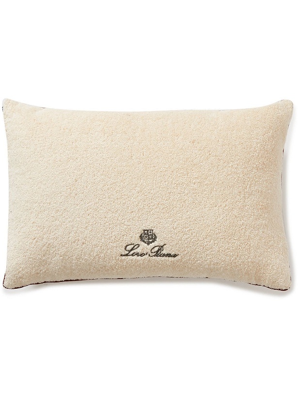 Photo: Loro Piana - Logo-Embroidered Striped Cotton-Terry and Twill Beach Pillow